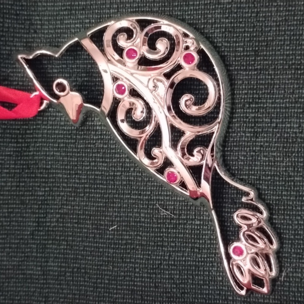 Lenox Silver Plated Cardinal Ornament with Red Crystal Accents NEW - Picture 2 of 9